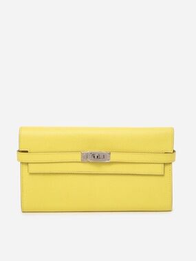Hermes 2014 Long Kelly Wallet Epsom Yellow PHW